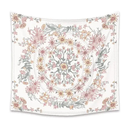 Bohemian pink & green mandala flower wall hanging bedroom decor