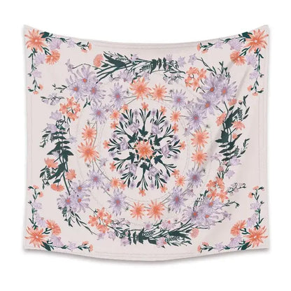 Bohemian pink & green mandala flower wall hanging bedroom decor