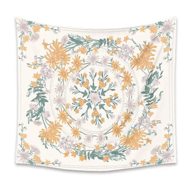 Bohemian pink & green mandala flower wall hanging bedroom decor