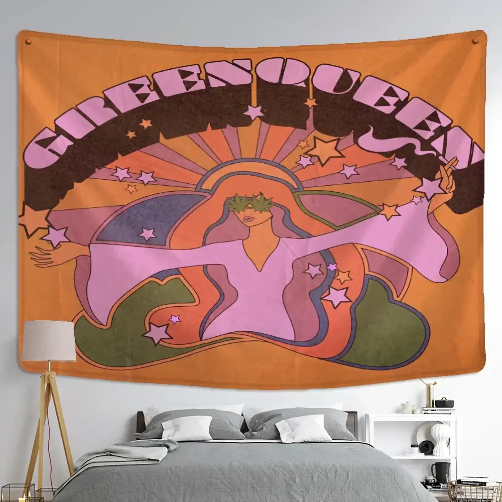 Bohemian purple cat paws tapestry – bedroom astrology wall decor