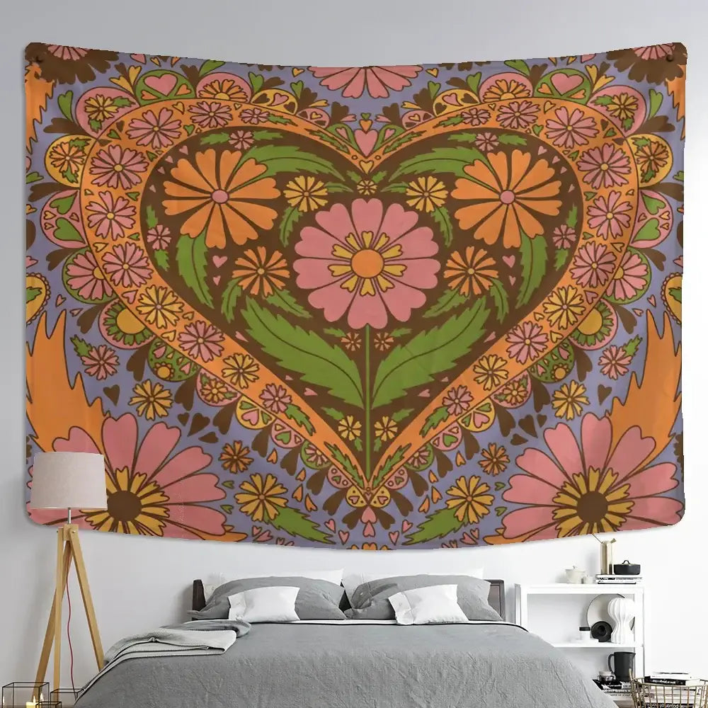 Bohemian purple cat paws tapestry – bedroom astrology wall decor