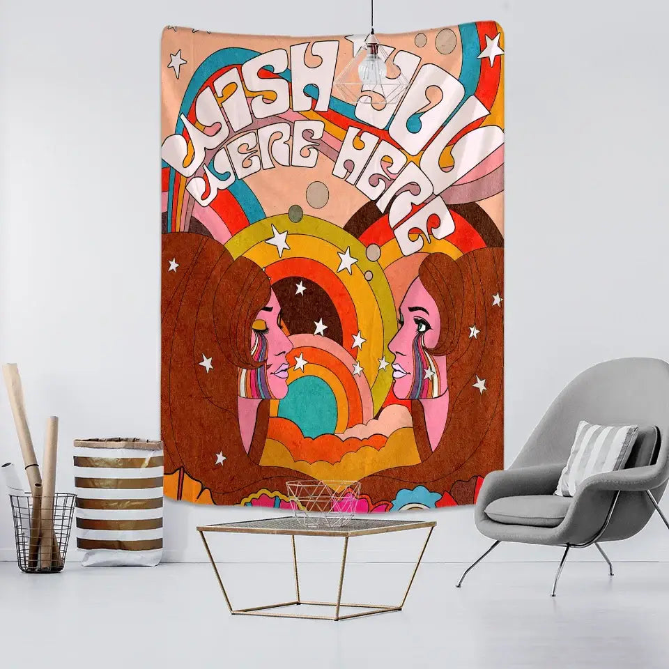 Bohemian purple cat paws tapestry – bedroom astrology wall decor