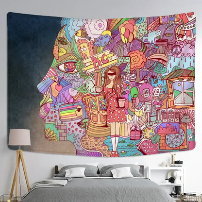Bohemian purple cat paws tapestry – bedroom astrology wall decor