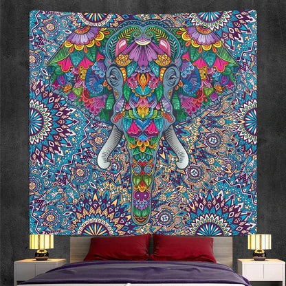 Bohemian purple & pink elephant god mandala tapestry bedroom decor