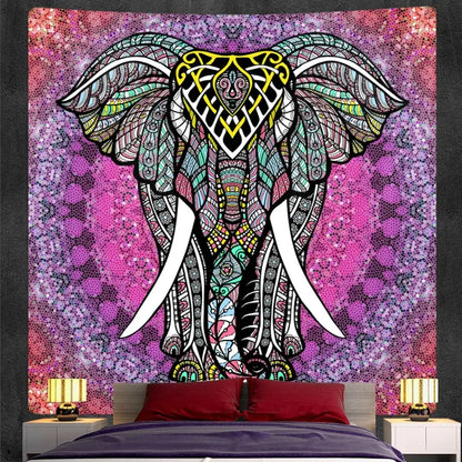 Bohemian purple & pink elephant god mandala tapestry bedroom decor