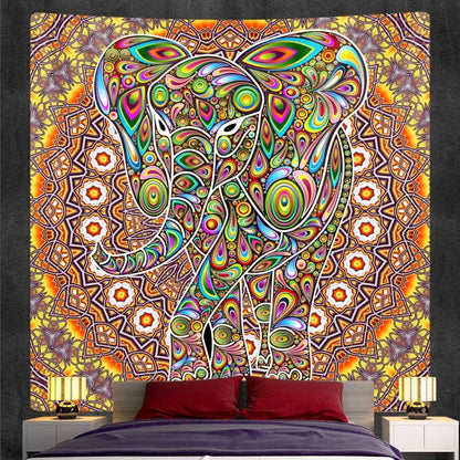 Bohemian purple & pink elephant god mandala tapestry bedroom decor