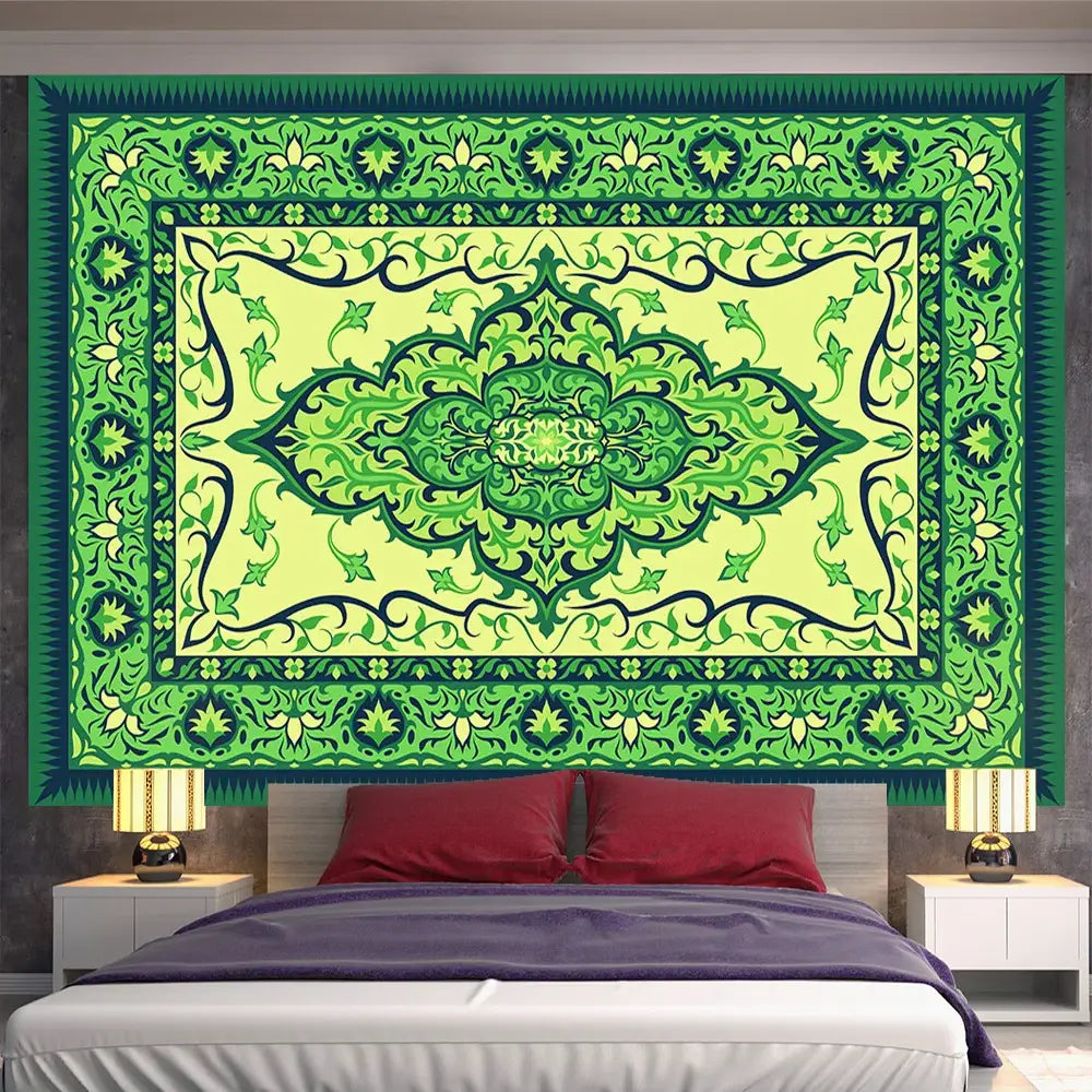Bohemian red & gold indian mandala tapestry bedroom wall decor