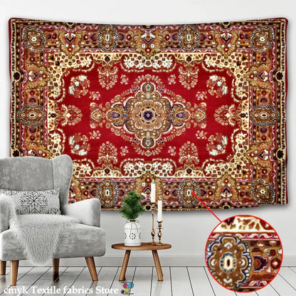 Bohemian red & gold indian mandala tapestry bedroom wall decor