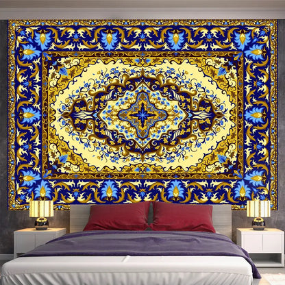 Bohemian red & gold indian mandala tapestry bedroom wall decor