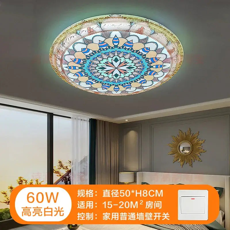 Bohemian romantic art rainbow mosaic ceiling lamp living room