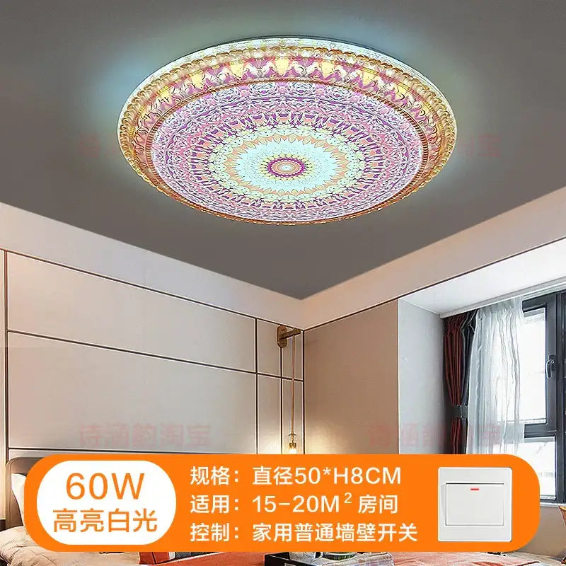 Bohemian romantic art rainbow mosaic ceiling lamp living room
