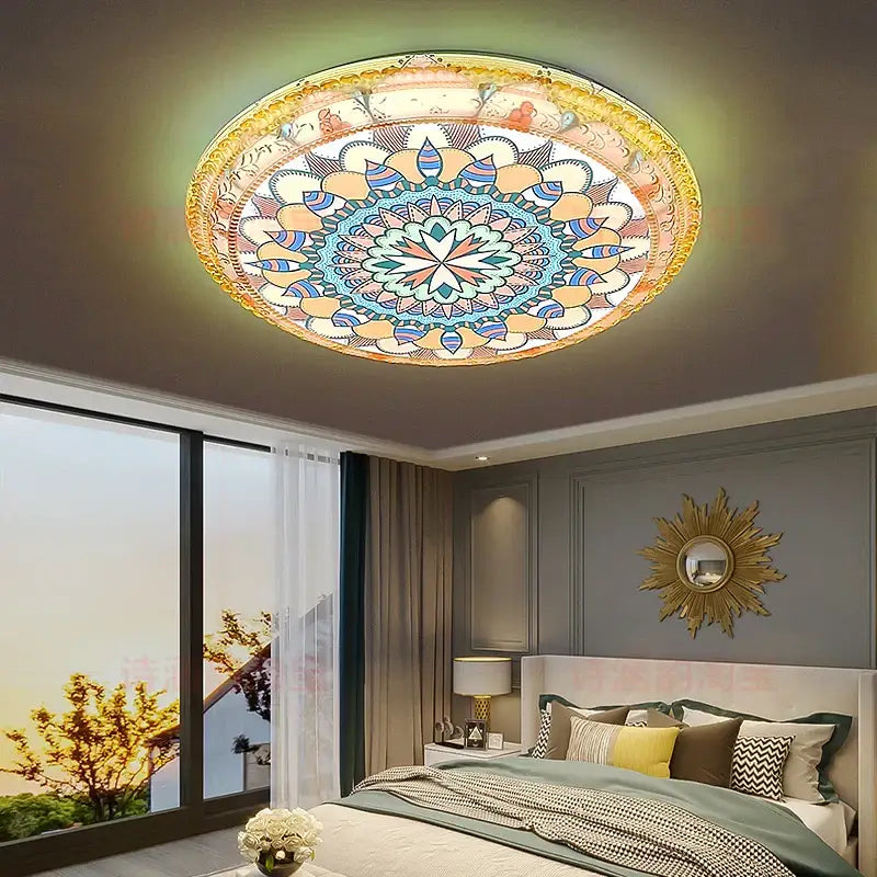 Bohemian romantic art rainbow mosaic ceiling lamp living room