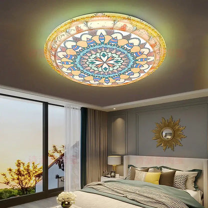 Bohemian romantic art rainbow mosaic ceiling lamp living room