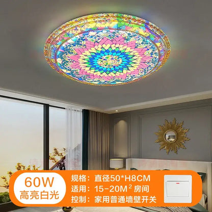 Bohemian romantic art rainbow mosaic ceiling lamp living room