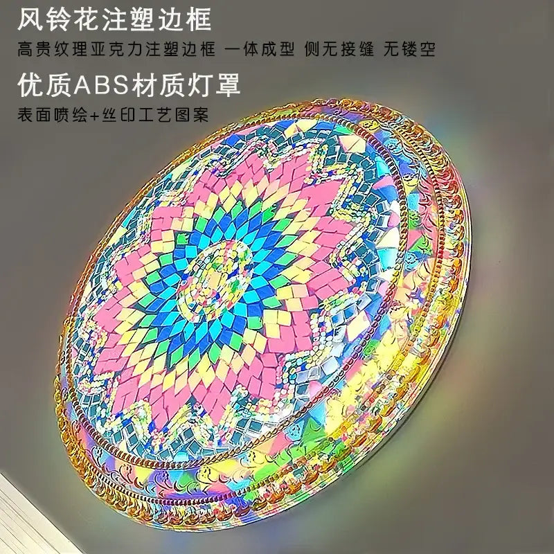 Bohemian romantic art rainbow mosaic ceiling lamp living room