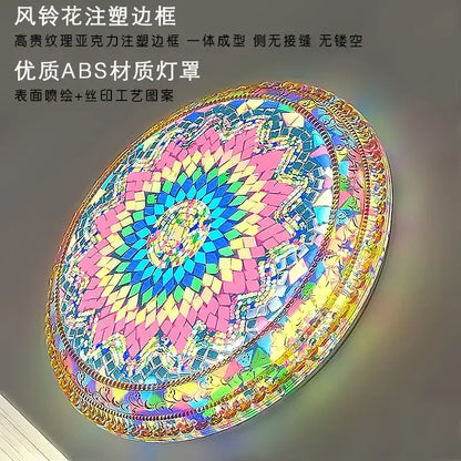 Bohemian romantic art rainbow mosaic ceiling lamp living room