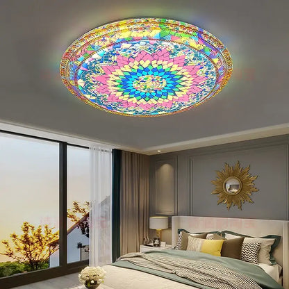 Bohemian romantic art rainbow mosaic ceiling lamp living room