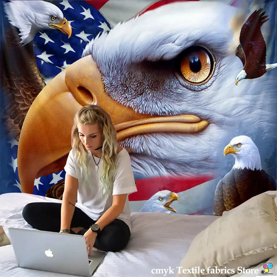 Bohemian sun moon american eagle flag wall hanging bedroom tapestry