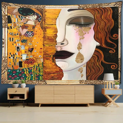 Bohemian thai style half face tapestry living room wall art