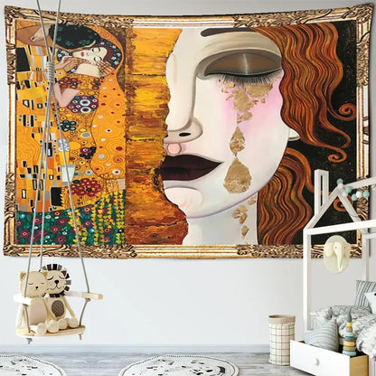 Bohemian thai style half face tapestry living room wall art