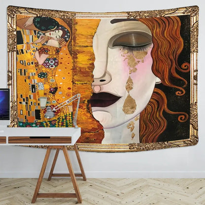 Bohemian thai style half face tapestry living room wall art