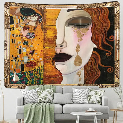 Bohemian thai style half face tapestry living room wall art