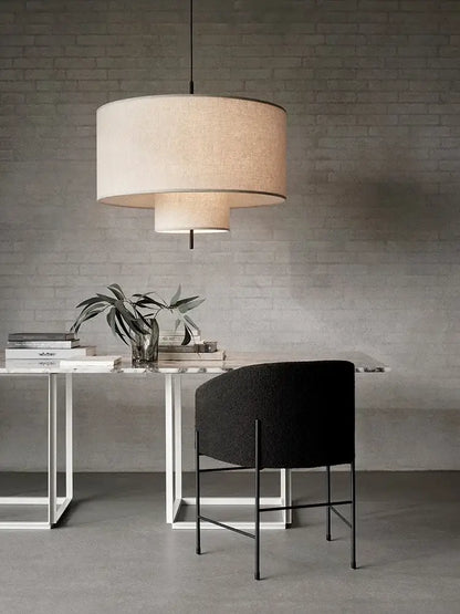 Bohemian wabi sabi beige linen pendant lamps for living room
