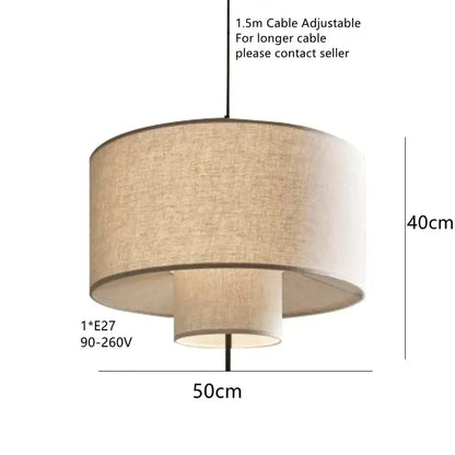 Bohemian wabi sabi beige linen pendant lamps for living room