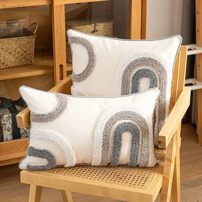 Boho abstract grey & cream cushion cover living room home decoration