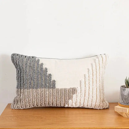 Boho abstract grey & cream cushion cover living room home decoration