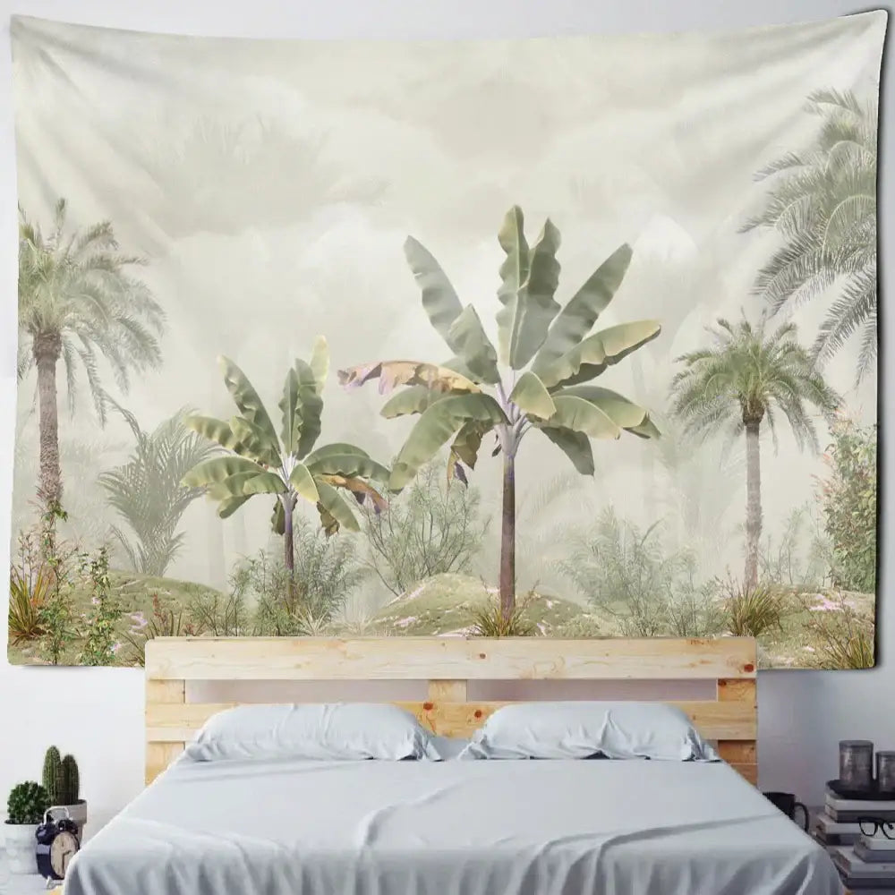 Boho banana tree mist tapestry wall hanging living room decor