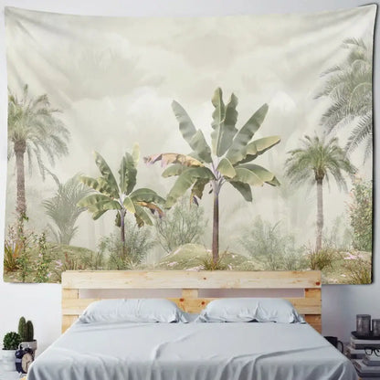 Boho banana tree mist tapestry wall hanging living room decor