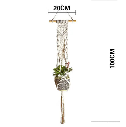 Boho beige macrame plant hanger basket wall art living room decor