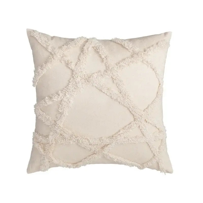Boho beige tasseled cushion cover living room woven pillow case