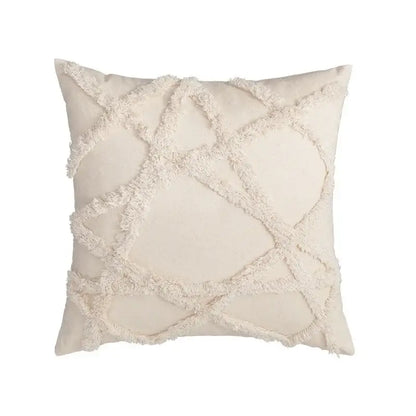 Boho beige tasseled cushion cover living room woven pillow case