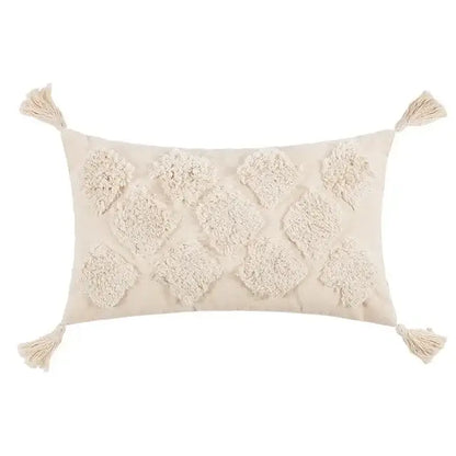 Boho beige tasseled cushion cover living room woven pillow case