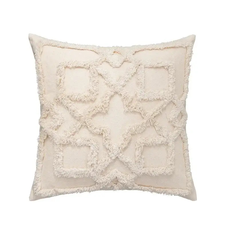 Boho beige tasseled cushion cover living room woven pillow case