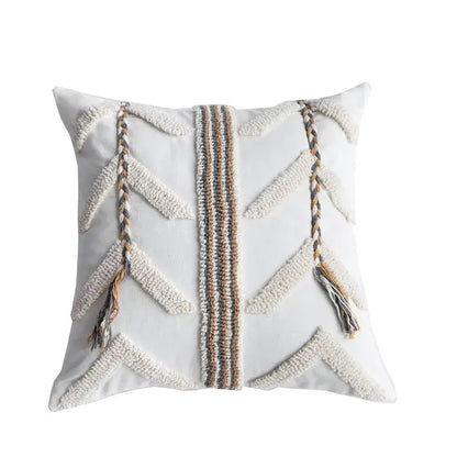 Boho beige tufted pillow cover living room geometric woven cushion