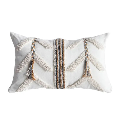 Boho beige tufted pillow cover living room geometric woven cushion