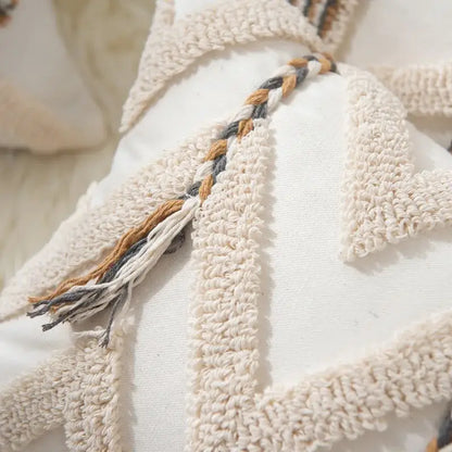 Boho beige tufted pillow cover living room geometric woven cushion