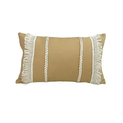 Boho beige & yellow linen cotton pillow cover living room decor