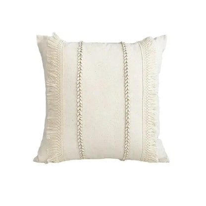 Boho beige & yellow linen cotton pillow cover living room decor