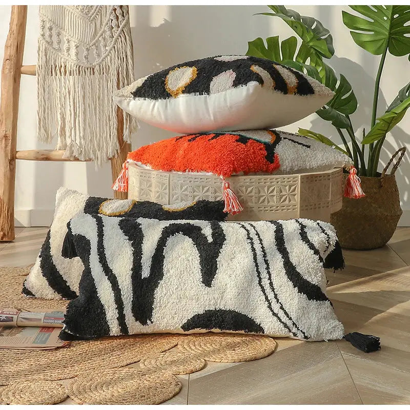 Boho big eye tufted cushion covers for bedroom living room