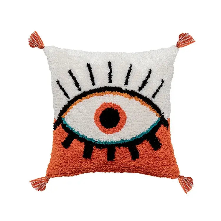 Boho big eye tufted cushion covers for bedroom living room