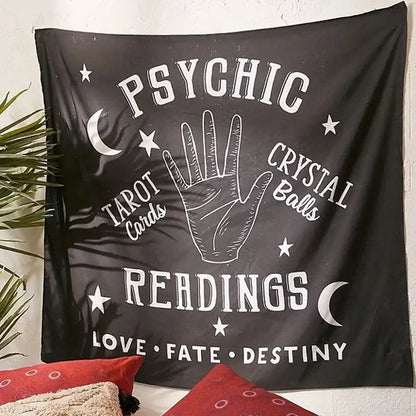 Boho black and white divination tapestry pink ouija bedroom wall hanging