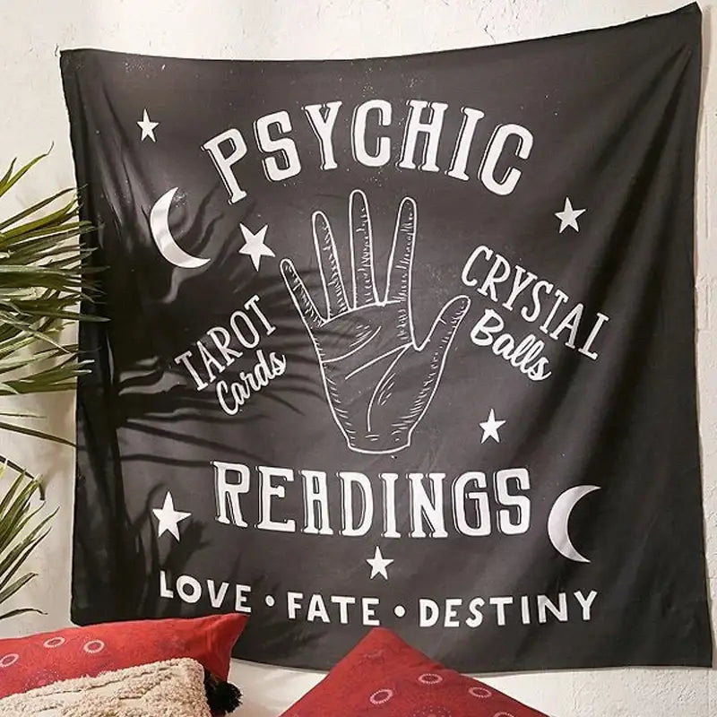 Boho black and white divination tapestry pink ouija bedroom wall hanging