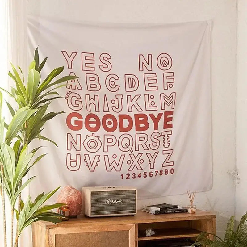 Boho black and white divination tapestry pink ouija bedroom wall hanging