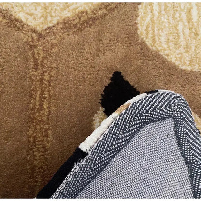 Boho black bear rug floral embroidered bedroom area carpet
