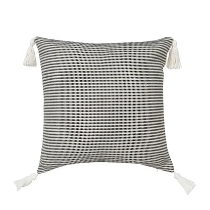 Boho black & white jacquard flower pillow case living room decor