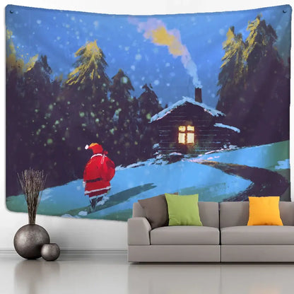 Boho blue camel starlight oil painting tapestry bedroom wall hanging